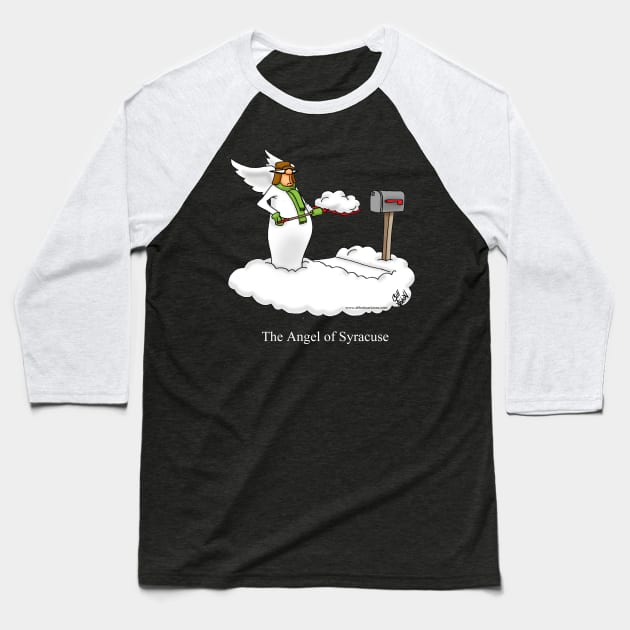Funny Spectickles Christmas Angel Cartoon Baseball T-Shirt by abbottcartoons